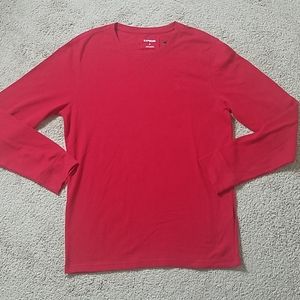 Express red crew neck waffle weave long sl…
